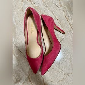 nine west hot pink suede high heel